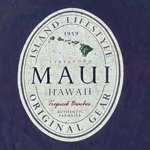 Vintage Russell Athletic T-Shirt Men’s L Black MAUI HAWAII 100% Cotton Tee Shirt